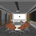 Modern Spacious Conference Room Interior With Large Windows And Ergonomic Chairs 3d model