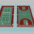 Indoor Badminton Court Facility With Adjacent Basketball Court And Lighting System