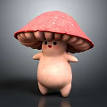 Cute Mushroom Shaped Game Movie Character 3D Design With Pink Body And Smiling Face 3d model
