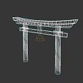 Traditional Japanese Ancient Architecture Red Torii Gate Wooden Arch Structure Design