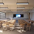 Modern classroom desk platform strip light 3d model