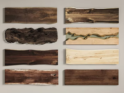Various Types of Natural Wood and Stone Slabs with Unique Textures and Premium Decorative Designs 3d model