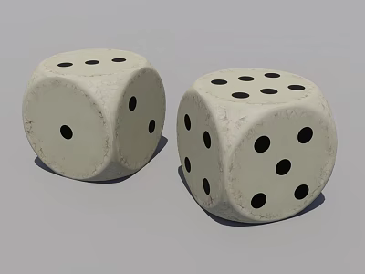 Two White Dice With Black Dots For Household Decorative And Gaming Use 3d model