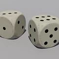 Two White Dice With Black Dots For Household Decorative And Gaming Use