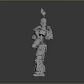 Silver Metallic Robot Figure With Mechanical Armor Limbs And Antenna Design
