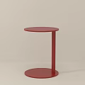 Modern Red Round Side Table With Circular Top And Single Column Base Design 3d model
