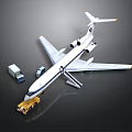 Toy Airplane Model Scene With Truck Van And Display Base