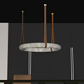 Round Marble Pendant Light With Leather Straps In Dark Kitchen Interior 3d model
