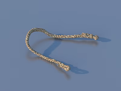 Golden Braided Decorative Cord With Intricate Woven Design For Home Accessories 3d model
