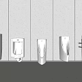 Modern Urinals in Public Restroom with Light Textured Walls and Smooth Floor