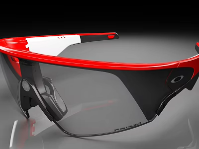 Red And Black Sports Sunglasses As Essential Sports Equipment With UV Protection Lens 3d model