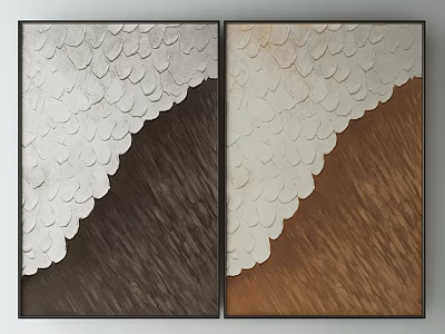 Abstract Feather Pattern Wall Art With White Dark Brown Light Brown And Black Frames 3d model