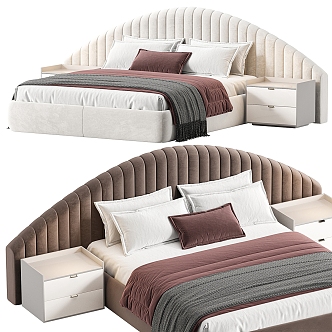 Light Luxury Single Bed Collection 3d model