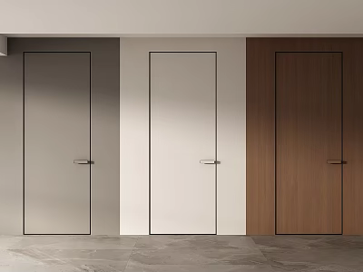 Modern Interior Hinged Doors In Grey White And Wooden Finishes With Sleek Design 3d model