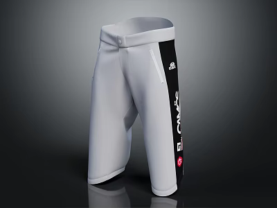 White Sports Shorts With Black Sides CANADA Lettering And Red 5 Logo 3d model