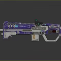 Futuristic Sci Fi Weapon With Purple Silver Body And Glowing Blue Green Accents