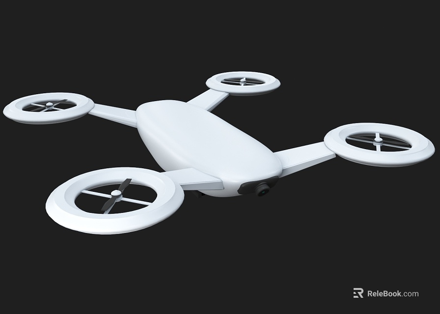 White Smart Drone With Four Propellers And Built In Camera 3d model 