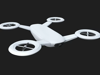 White Smart Drone With Four Propellers And Built In Camera 3d model