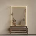 Traditional Musical Instrument Ornament Set With Lighted Frame On Wooden Stand