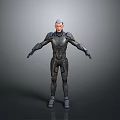 Futuristic Sci-Fi Armor Clad Character 3D Model In Standing Pose With Extended Arms 3d model