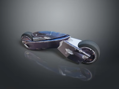 Futuristic Concept Car With Sleek Aerodynamic Design And Two Large Wheels 3d model