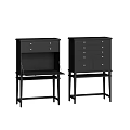 Modern Black Entryway Cabinet And Side Cabinet With Drawers And Metal Handles
