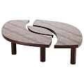 Wooden Coffee Table With Unique Curved Split Design And Sturdy Wooden Legs