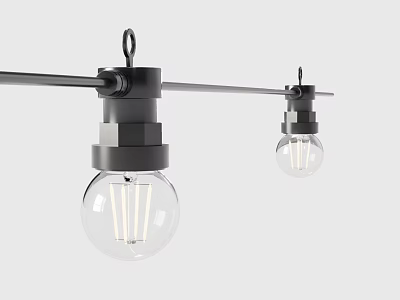 Industrial Style Pendant Lights With Black Metal Frame And Clear Glass Bulbs 3d model