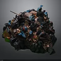 Garbage Pile With Colorful Plastic Bags Bottles And Mixed Waste Debris