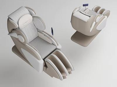 Modern Light Gray Beige Massage Chair With Ergonomic Backrest And Leg Massager 3d model