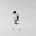 Public Facility Metal Frame Coat Rack With Multiple Hooks And Hanging Items 3d model