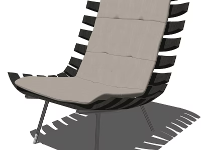 Modern Lounge Chair With Gray Cushion Black Frame And Metal Legs 3d model