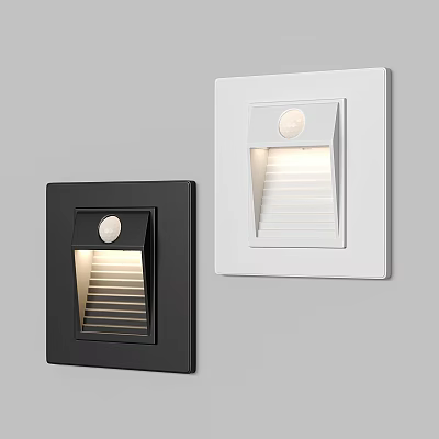 Modern Black And White Wall Sconces With Louvered Design And Round Light 3d model