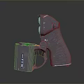 Gray Tactical Pistol With Magazine Textured Grip And Reflective Base On Dark Surface