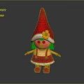 Adorable Red Hat Doll With Yellow Flower Red Hair Red Cheeks And Red Dress