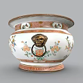 Traditional Ceramic Vessel With Intricate Floral Bird Motifs Gold Accents And Side Handles