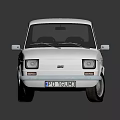 White Retro Compact Car With Black Windows Silver Wheels And Reflective Surface 3d model