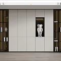 Modern Bookcase With Light And Dark Wood Panels Shelves And Decorative Sculpture