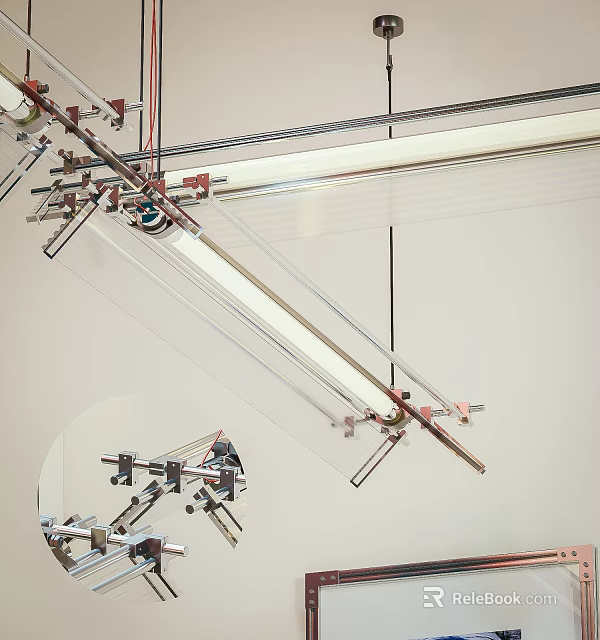 Chandelier Design With Modern Metal Structure And Transparent Glass Elements 3d model