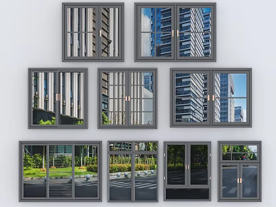 Modern Casement Windows Designs For Building With Clear Glass And Exterior Views 3d model