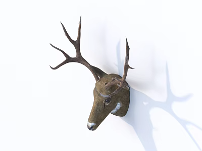 Hand Carved Realistic Deer Head Sculpture With Detailed Antlers Wall Mounted Home Decor 3d model