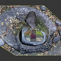 Decorative Miniature Rock Fountain Model With Colorful Decorations And Transparent Base