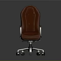 Ergonomic Brown Office Chair With Armrest And Modern Metal Wheel Base Design
