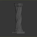 Ornamental Column With Intricate Carved Patterns And Stone Texture Base Capital 3d model