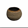Woven Storage Basket with Geometric Pattern in Neutral Tones for Home Decor