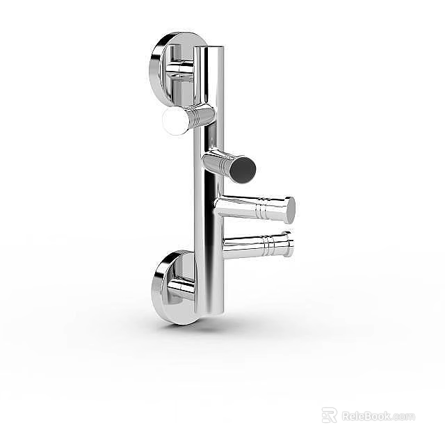 Modern Chrome Bathroom Accessories With Wall Mounted Hanging Rod And Towel Holder 3d model 