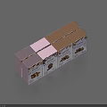 Gold And Pink Daily Necessities Boxes With Patterns And Text Arranged Neatly 3d model
