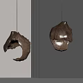 Modern Textured Pendant Lights With Irregular Design Hanging Against Grey Wall 3d model