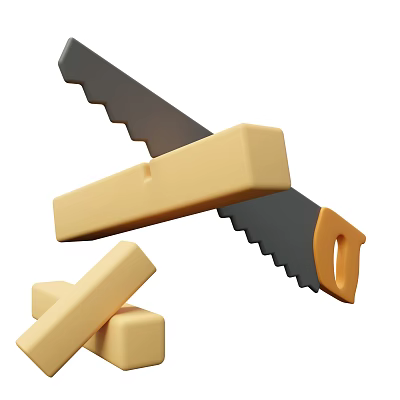 Industrial Hand Saw Tool with Wood Blocks for Efficient Cutting Applications 3d model