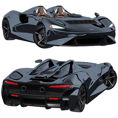 Black Convertible Sports Car With Modern Aerodynamic Design LED Headlights And Alloy Wheels 3d model